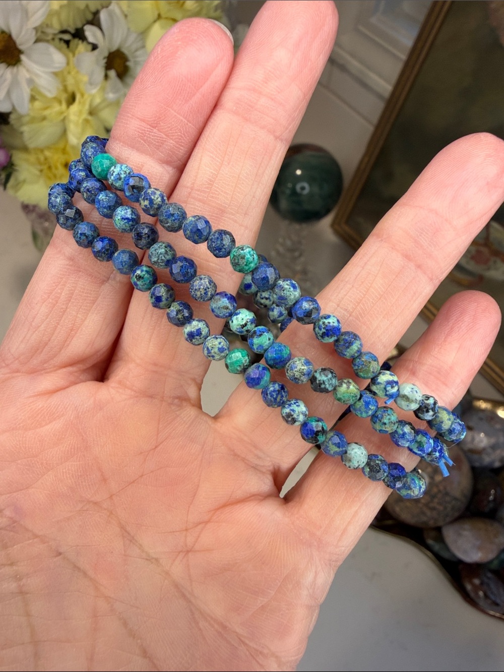 Faceted Azurite Dainty Bracelet (listing is for 1): B1317